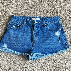 Refuge lightly distressed denim cutoff shorts